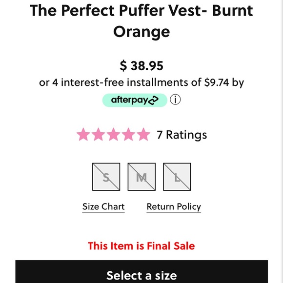 NWT Bacaal by Pulse | The Perfect Puffer Vest Quilted Burnt Orange - Picture 14 of 14